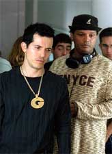 John Leguizamo and director Franc. Reyes on the set of Universal's Empire 