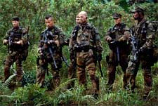Paul Francis, Johnny Messner, Nick Chinlund, Bruce Willis, Cole Hauser and Eamonn Walker in Columbia's Tears of the Sun - 2003 